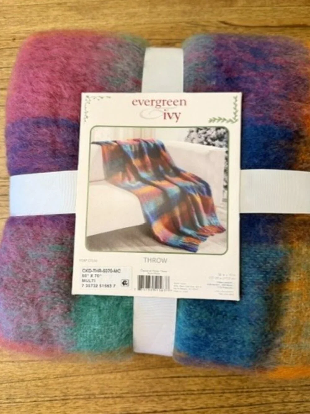 Checkered Faux Mohair Throw
